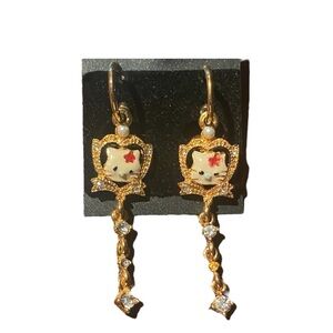 Hello Kitty Earrings, Gold w/Hello Kitty logo in center, NWOT, $25